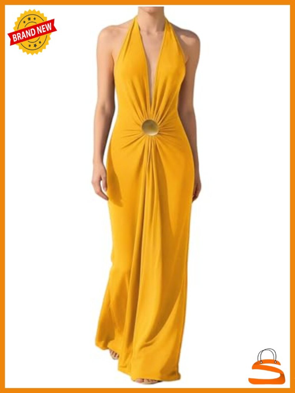 Halter Maxi Dress Plunge Neck Tie Backless Bodycon Formal Wedding Guest